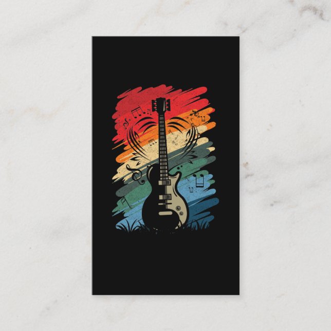 Tarjeta De Visita Guitarra Retro Notas Musicales Guitarismo Músico (Anverso)