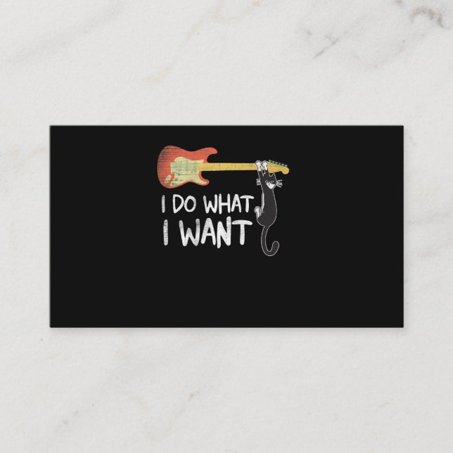 Tarjeta De Visita Guitarra retro y Gato Lover Meowy hago lo que quie (Anverso)