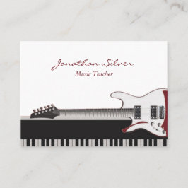 Tarjeta De Visita Guitarra y claves de piano del profesor de música