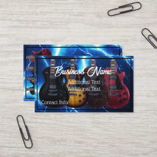 Tarjeta De Visita Guitarras Eléctricas Relámpago Azul