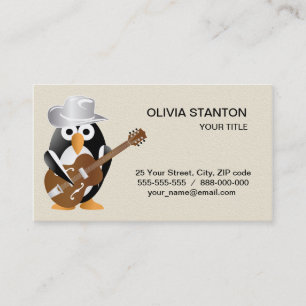 Tarjeta De Visita Guitarrista pingüino