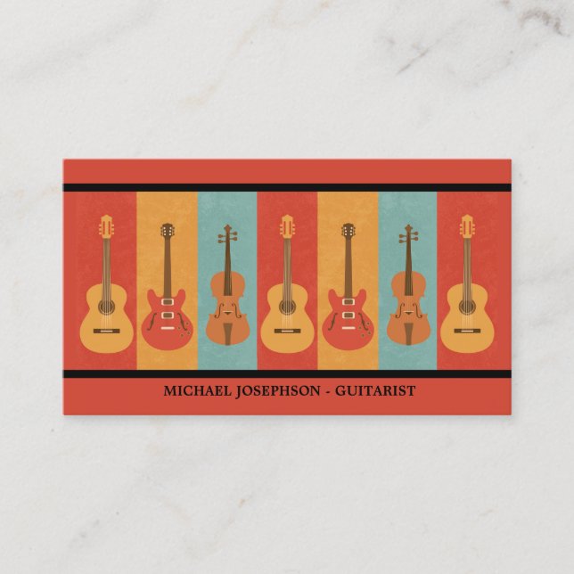 Tarjeta De Visita Guitars acústicos, eléctricos y violas (Anverso)