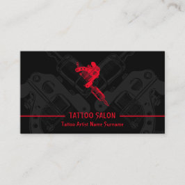 Tarjeta De Visita Gun Minimalista Moderno Tatuaje Rojo Negro