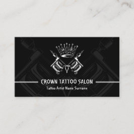 Tarjeta De Visita Gun Pen Crown Minimal moderno artista de tatuajes 