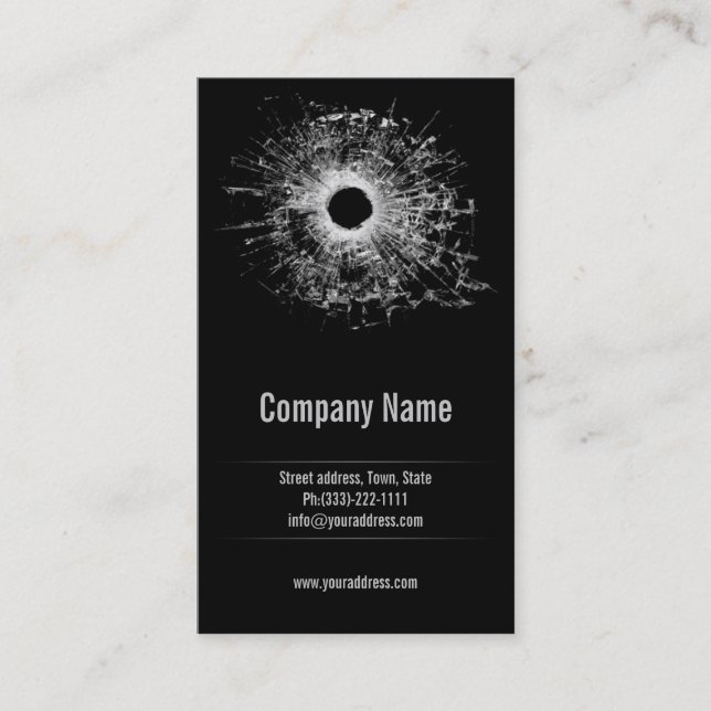 Tarjeta De Visita Gun Shop Broken Glass Black Business Card (Anverso)