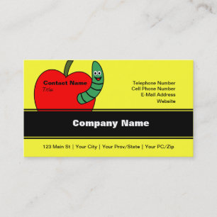 Tarjeta De Visita Gusano verde de Apple rojo