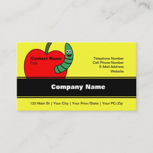 Tarjeta De Visita Gusano verde de Apple rojo (Anverso)