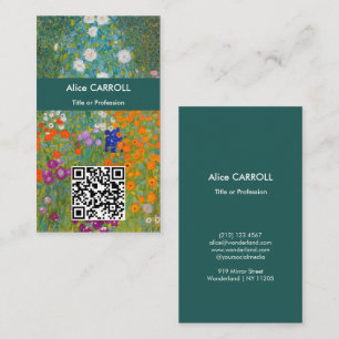 Tarjeta De Visita Gustav Klimt - Jardín de flores - Código QR