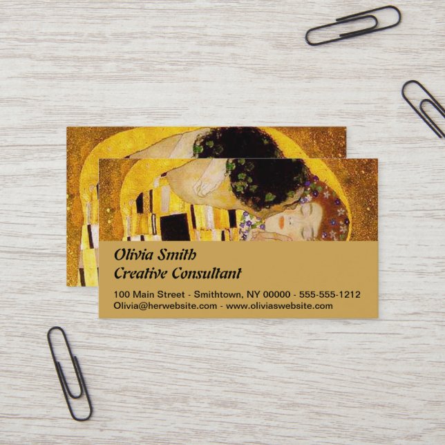 Tarjeta De Visita Gustav Klimt La Pintura Clásica Del Beso (Anverso/Reverso In Situ)