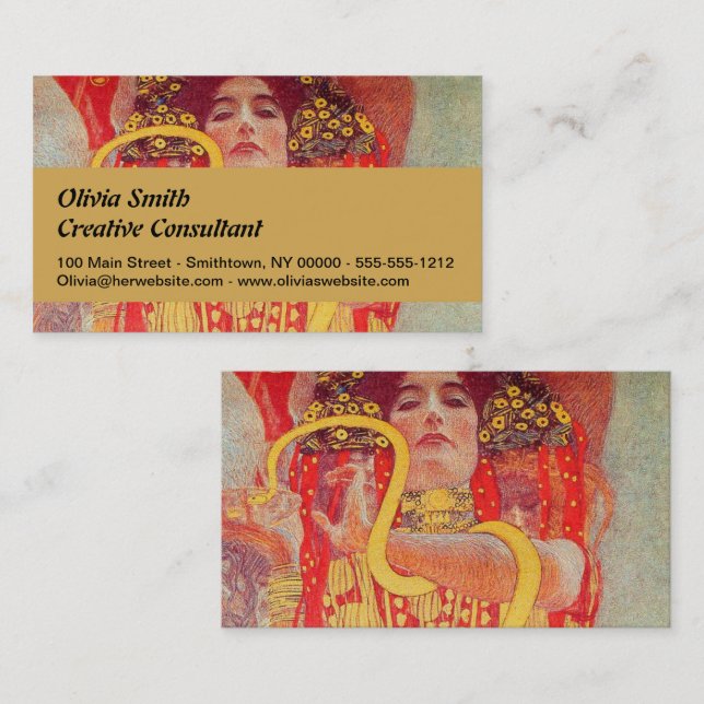 Tarjeta De Visita Gustav Klimt Red Woman Gold Snake Pintura (Anverso / Reverso)