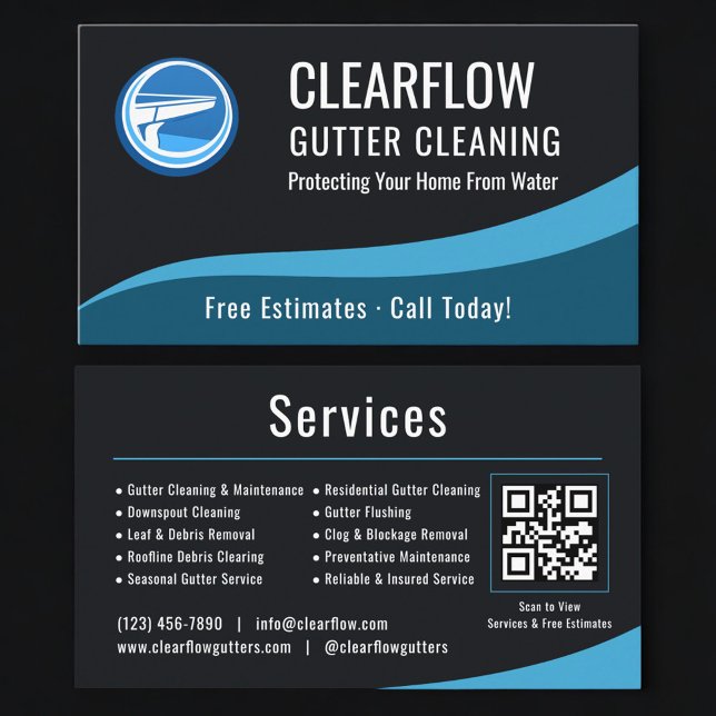 Tarjeta De Visita Gutter Cleaning Service QR Code Professional  (Subido por el creador)