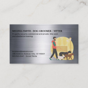 Tarjeta De Visita Guy Walking Dogs Metalizado