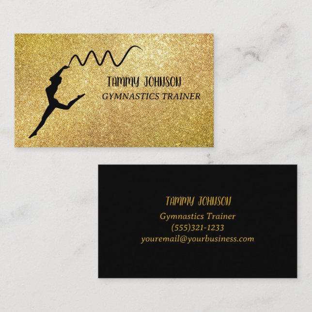 Tarjeta De Visita Gymnastics Gold Sparkle (Anverso / Reverso)