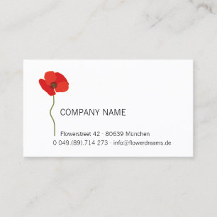 Tarjeta De Visita H yBee *Red Poppy* Papaver rhoeas .01.floral