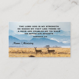 Tarjeta De Visita Habakkuk 3:19 Biblia Verse Deer y Montañas