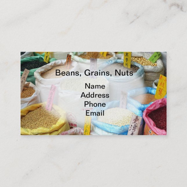 Tarjeta De Visita Habas, granos y nueces para la venta en sacos (Anverso)