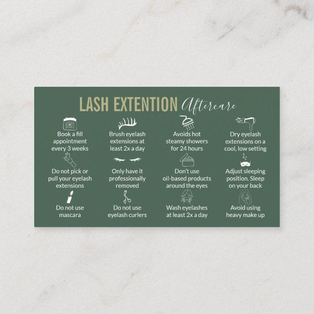 Tarjeta De Visita Hacer y no hacer después de extensiones de latigaz (Reverso)