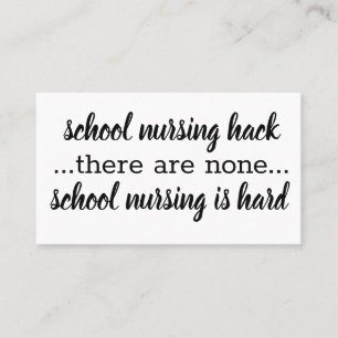 Tarjeta De Visita Hack de Enfermería escolar, pequeño y simple inspi