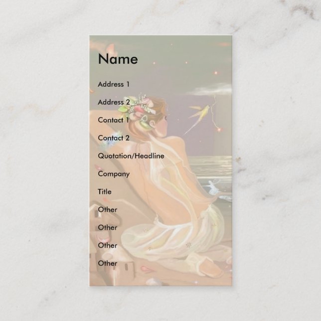 Tarjeta De Visita ¡Hada de las Alas Orgánicas! (Anverso)