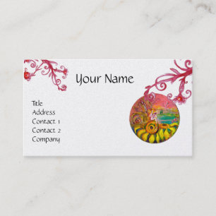 Tarjeta De Visita HADA DEL GIRASOL, Florece Púrpura Rojo Perla Blanc