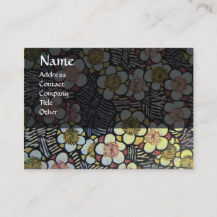 TARJETA DE VISITA HAIKU / GRIS AMARILLO NEGRO BLANCO FLORES DE PRIMA