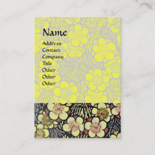 TARJETA DE VISITA HAIKU / NEGRO BLANCO AMARILLO FLORES DE PRIMAVERA