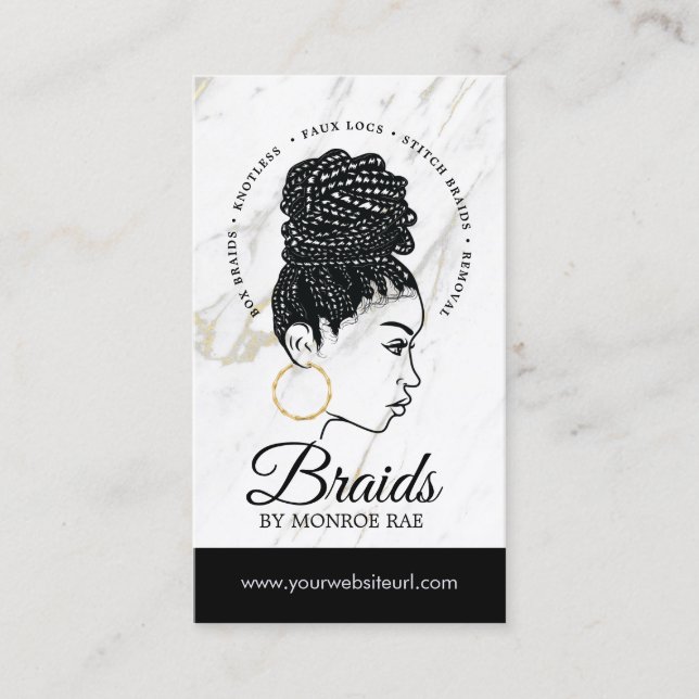 Tarjeta De Visita Hair Braider Braider Salon Braid Stylist  (Anverso)