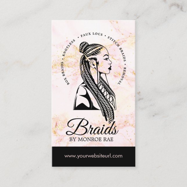 Tarjeta De Visita Hair Braider Braider Salon Braid Stylist Busines (Anverso)
