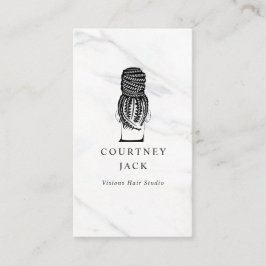 Tarjeta De Visita Hair Braider Braids Hairstylist Marble de lujo 