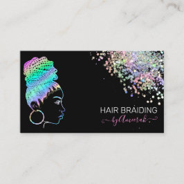 Tarjeta De Visita Hair Brailist Stylist Braid Salon Holographic Bus