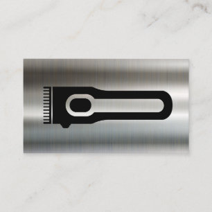 Tarjeta De Visita Hair Clipper Barber Fondo metálico