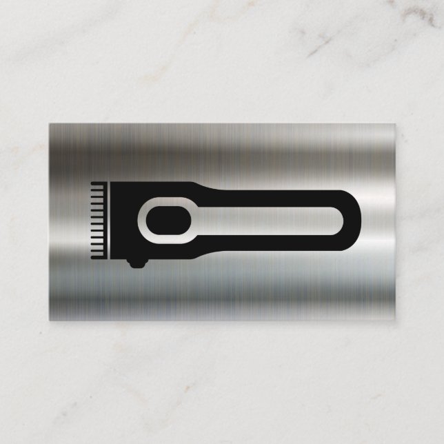 Tarjeta De Visita Hair Clipper | Barber | Fondo metálico (Anverso)
