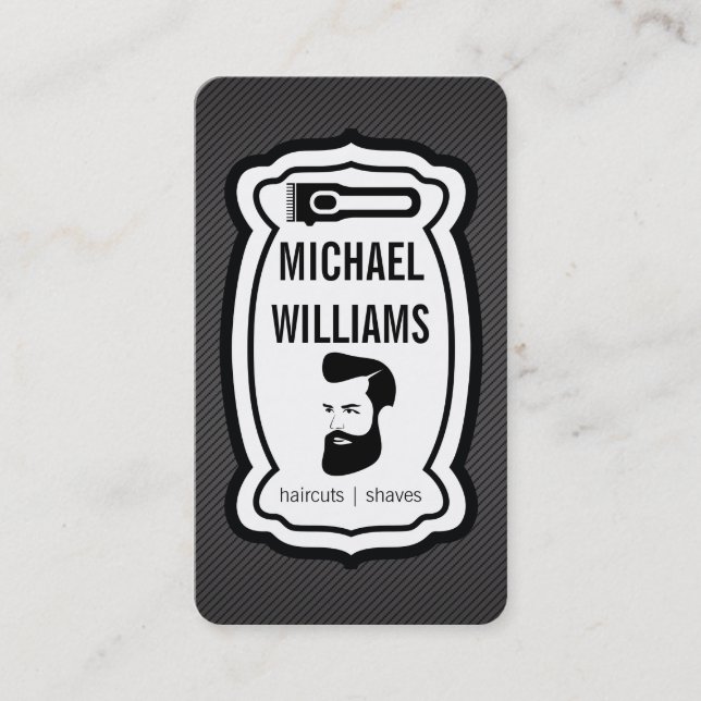 Tarjeta De Visita Hair Clippers | Hombre con barba | Barber (Anverso)