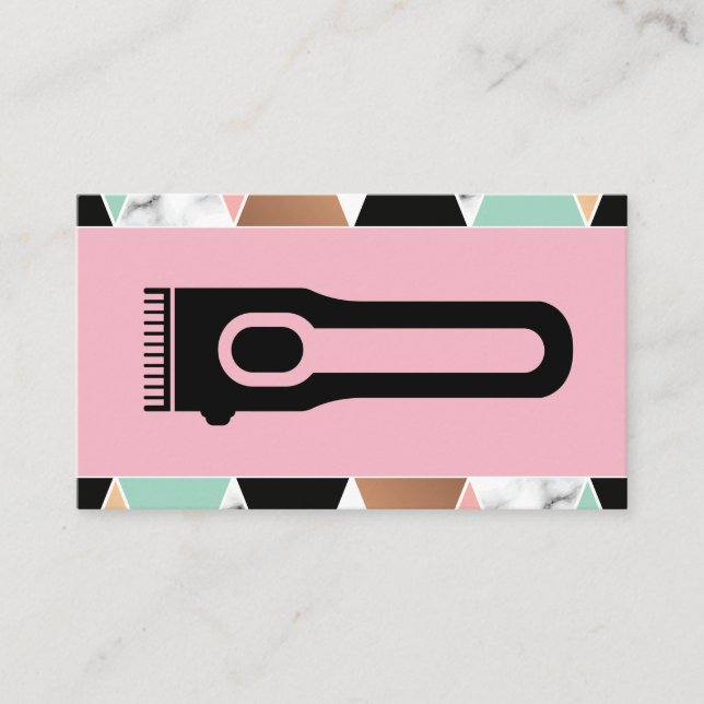 Tarjeta De Visita Hair Clippers | Patrón geométrico moderno (Anverso)