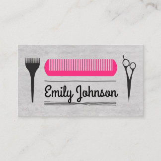 Tarjeta De Visita Hair Cut Pink Comb Salon Stylist