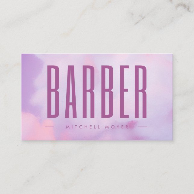 Tarjeta De Visita Hair Salon Barber Purple Holographic (Anverso)