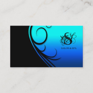 Tarjeta De Visita Hair Salon Business Card Swirl Blue Black