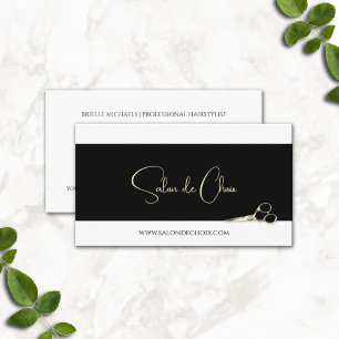 Tarjeta De Visita Hair Salon Gold Scissors Hairstylist