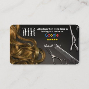 Tarjeta De Visita Hair salon Google Review Template con QR