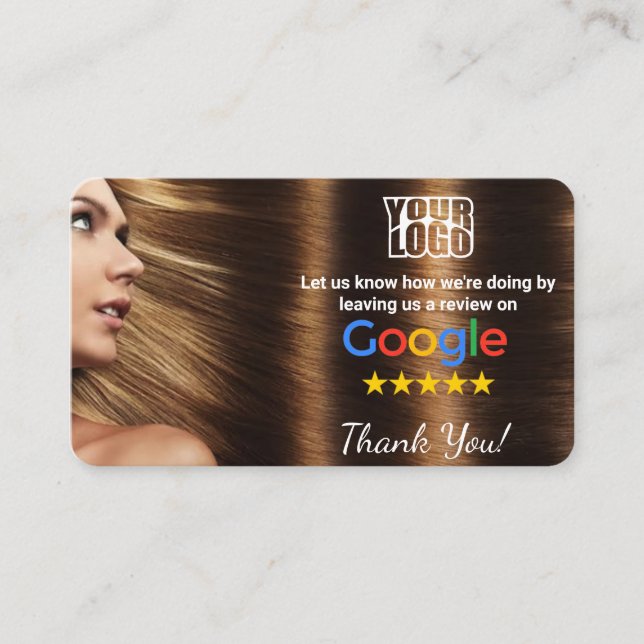 Tarjeta De Visita Hair salon Google Review Template con QR (Anverso)