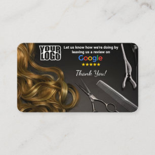 Tarjeta De Visita Hair salon Google Review Template con QR