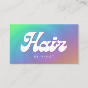 Tarjeta De Visita Hair Salon groovy giratoria retro arco iris