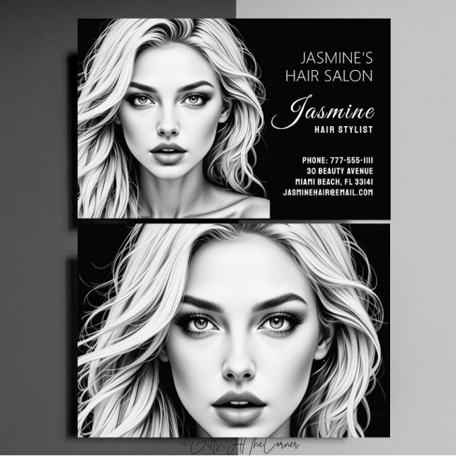 Tarjeta De Visita Hair Salon Hair Stylist Dark (Subido por el creador)