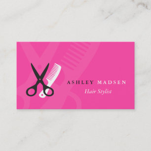 Tarjeta De Visita Hair Salon Hairstylist - Cute Girly Pink