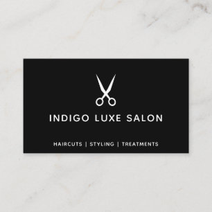 Tarjeta De Visita Hair Salon Hairstylist modernas tijeras negro