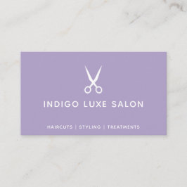 Tarjeta De Visita Hair Salon Hairstylist modernas tijeras Purple