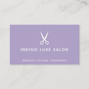 Tarjeta De Visita Hair Salon Hairstylist modernas tijeras Purple