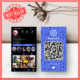 Tarjeta De Visita Hair Salon Instagram Blue | Código QR de medios so