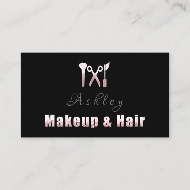 Tarjeta De Visita Hair Salon Makeup Artist Nombramiento Artista Negr (Anverso)