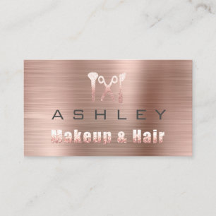 Tarjeta De Visita Hair Salon Makeup Artista Nombramiento Rosa Gris
